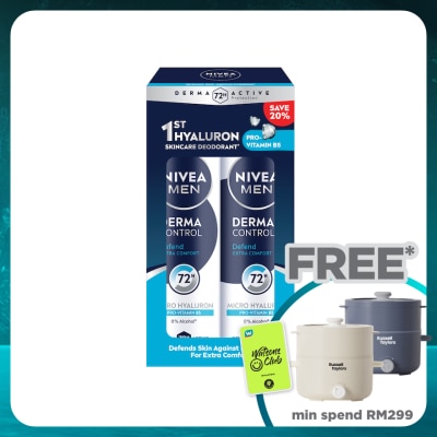 NIVEA FOR MEN Deodorant Derma Control Defend Spray Twin Pack 2x150ml