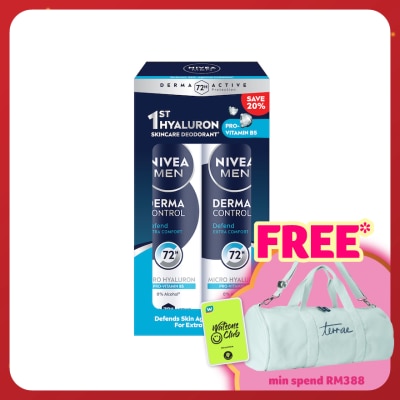NIVEA FOR MEN Deodorant Derma Control Defend Spray Twin Pack 2x150ml