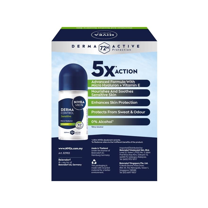 Deodorant Derma Control Sensitive Roll On Twinpack 2x50ml