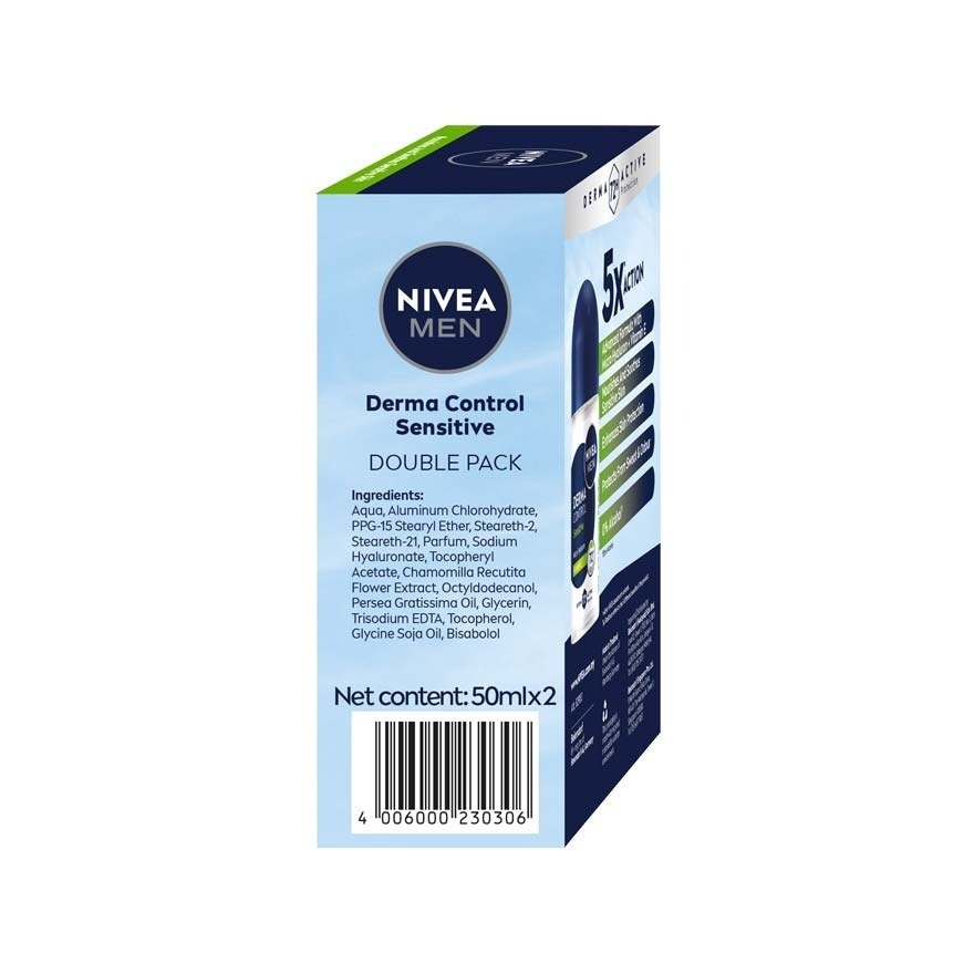 Deodorant Derma Control Sensitive Roll On Twinpack 2x50ml