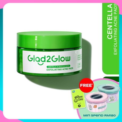 GLAD2GLOW Centella Salicylic Acid Exfoliating Acne Pads 30s