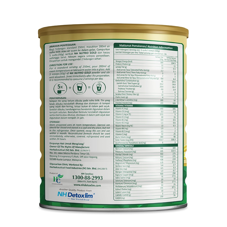Nutrio Gold Complete Balanced Nutrition Drink 800g