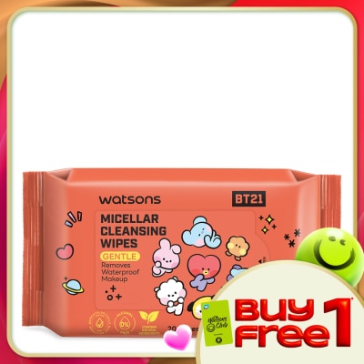 WATSONS - BT21 Micellar Facial Cleansing Wipes Gentle 20S