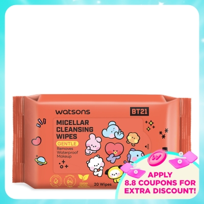 WATSONS - BT21 Micellar Facial Cleansing Wipes Gentle 20S