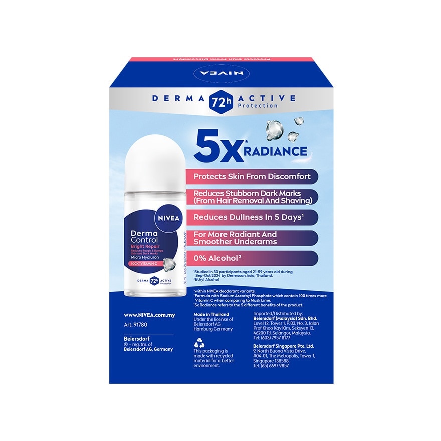 Female Deodorant Derma Control Bright Repair Roll On 150Mlx2