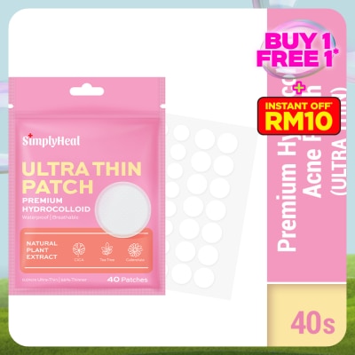 SIMPLYHEAL Ultra Thin Day & Night Premium Hydrocolloid Acne Patch 40s