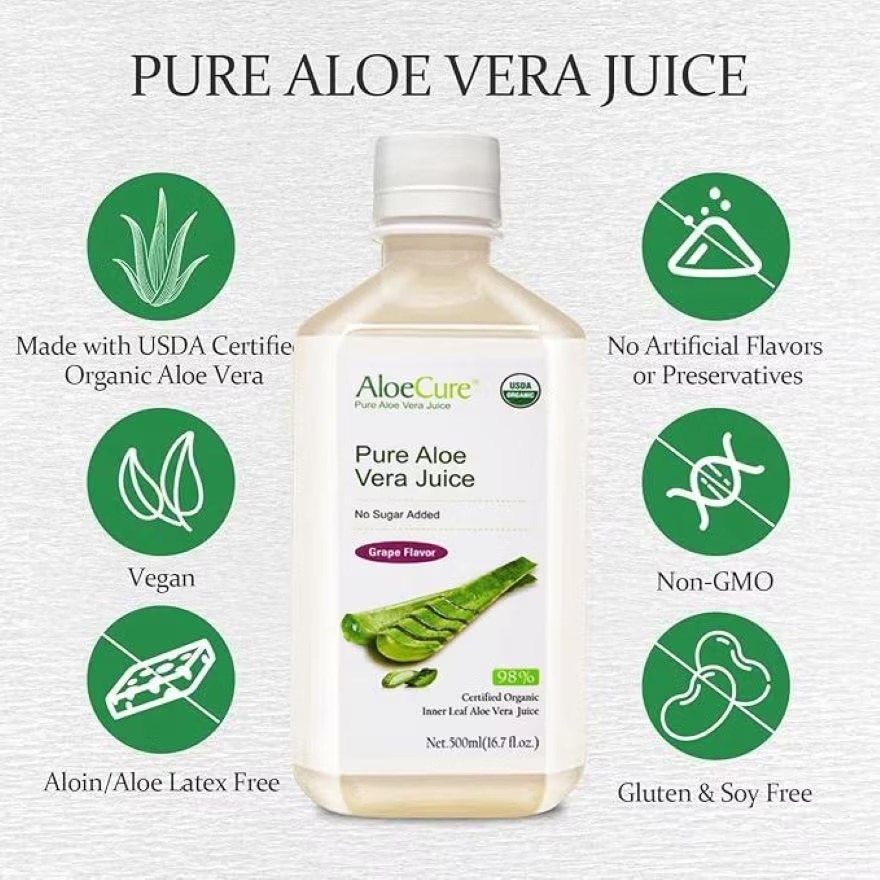 Pure Organic Aloe Vera Juice Grape Flavor