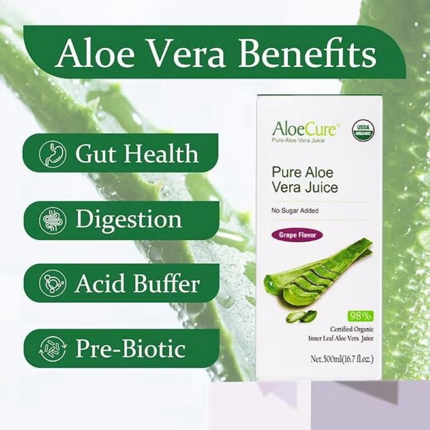 Pure Organic Aloe Vera Juice Grape Flavor