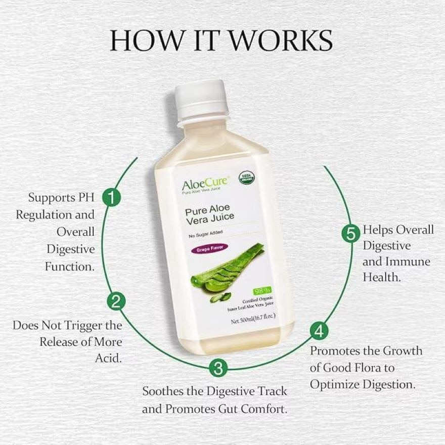 Pure Organic Aloe Vera Juice Grape Flavor
