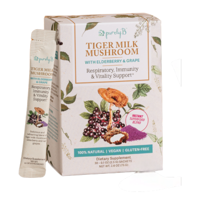PURELY B Tiger Milk Mushroom with Elderberry & Grape 30s