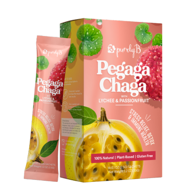 PURELY B Pegaga Chaga with Lychee & Passionfruit 14s