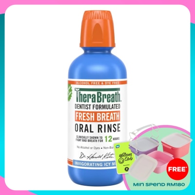 THERABREATH Dentist Formulated Fresh Breath Oral Rinse Invigorating Icy Mint (Alcohol-Free) 473ml