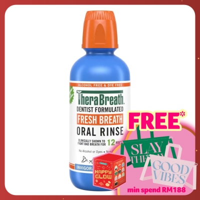 THERABREATH Dentist Formulated Fresh Breath Oral Rinse Invigorating Icy Mint (Alcohol-Free) 473ml
