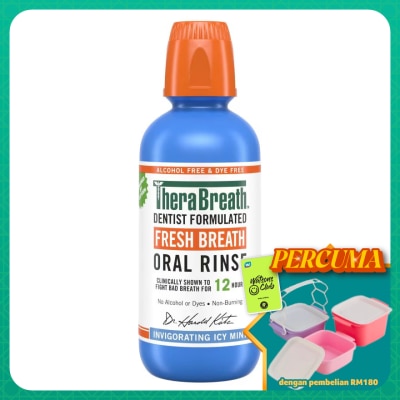THERABREATH - Dentist Formulated Fresh Breath Oral Rinse Invigorating Icy Mint (Alcohol-Free) 473ml