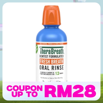 THERABREATH Dentist Formulated Fresh Breath Oral Rinse Invigorating Icy Mint (Alcohol-Free) 473ml