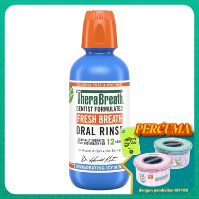 THERABREATH Dentist Formulated Fresh Breath Oral Rinse Invigorating Icy Mint (Alcohol-Free) 473ml
