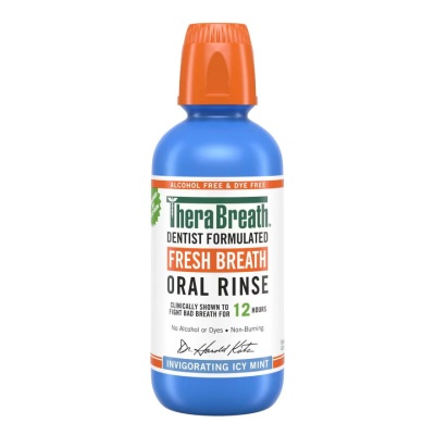 THERABREATH - Dentist Formulated Fresh Breath Oral Rinse Invigorating Icy Mint (Alcohol-Free) 473ml
