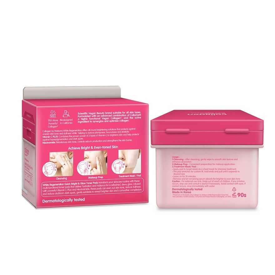 White Regeneration Quick Bright & Glow Toner Pads 90s