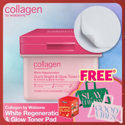 COLLAGEN BY WATSONS White Regeneration Quick Bright & Glow Toner Pads 90s