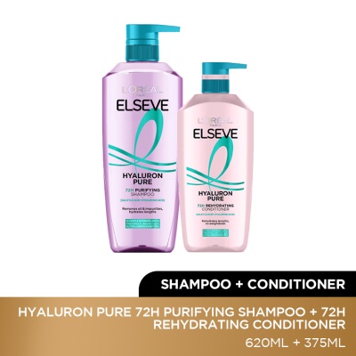 L'OREAL PARIS ELSEVE - Hyaluron Pure Shampoo 620ml & Conditioner 375ml Set