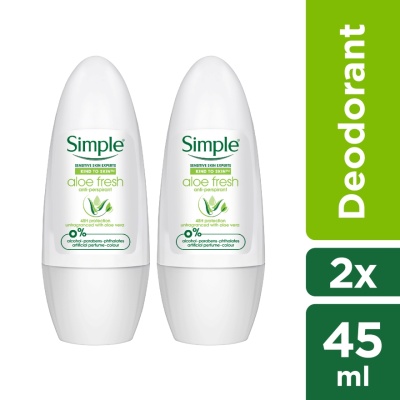 SIMPLE Kind to Skin Aloe Fresh Anti Perspirant Roll On 2x45ml image