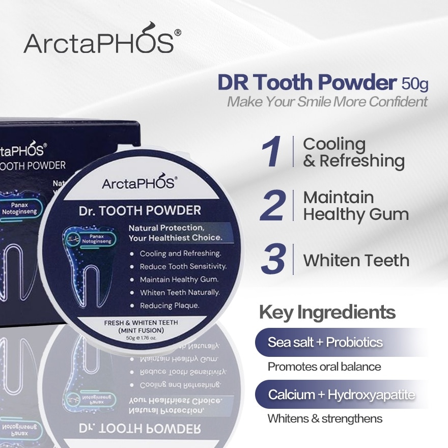 Dr Tooth Powder 50G Fresh and Whiten Teeth (Mint Fusion)