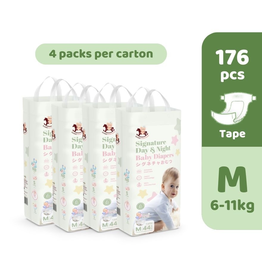 Signature Day & Night Baby Diapers - Tape M 176pcs