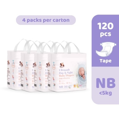 ICONIC Ultrasoft Day & Night Baby Diapers - Tape NB 120pcs
