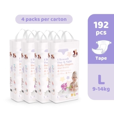 ICONIC Ultrasoft Day & Night Baby Diapers - Tape L 192pcs