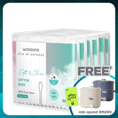 WATSONS Paper Shafts Cotton Buds 80s x 6