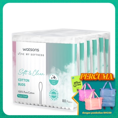 WATSONS - Paper Shafts Cotton Buds 80s x 6