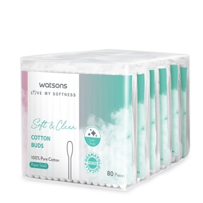 WATSONS Paper Shafts Cotton Buds 80s x 6