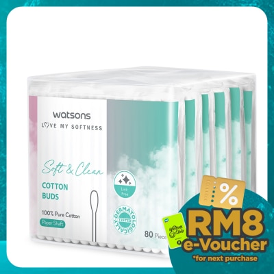 WATSONS Paper Shafts Cotton Buds 80s x 6