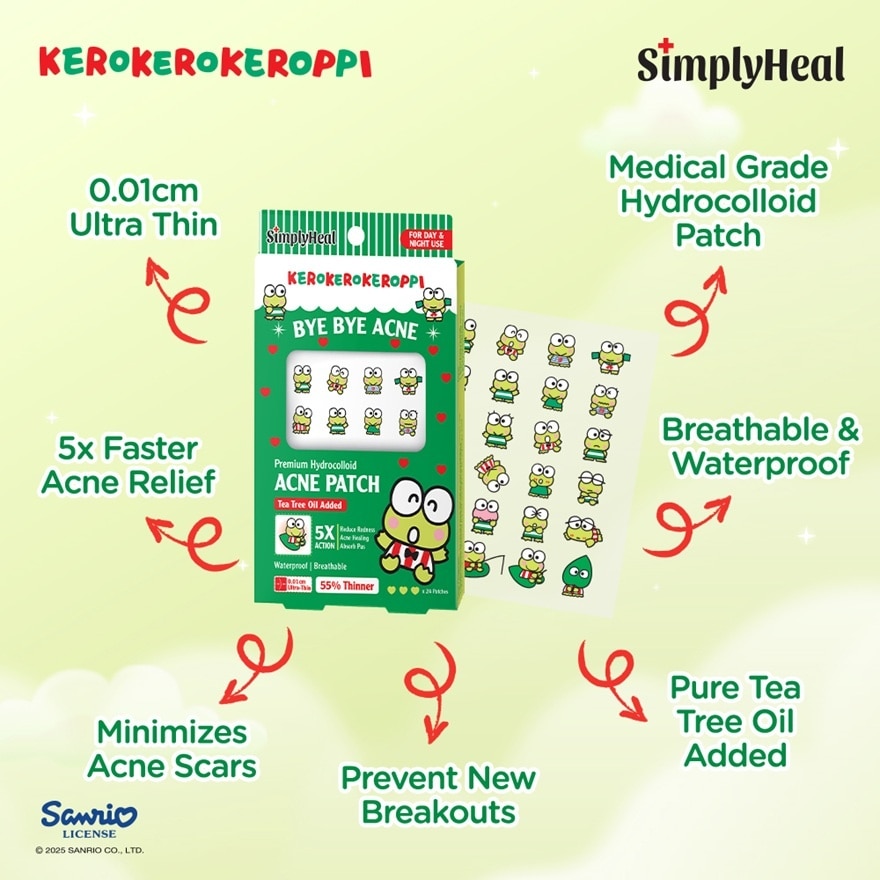 Keroppi & Friends Day & Night Premium Hydrocolloid Acne Patch 24s