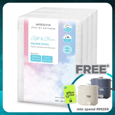WATSONS Square Cotton Puff 160s+80s x 3