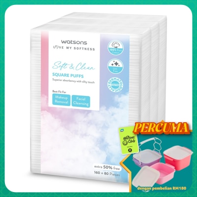 WATSONS - Square Cotton Puff 160s+80s x 3
