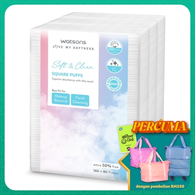 WATSONS Square Cotton Puff 160s+80s x 3