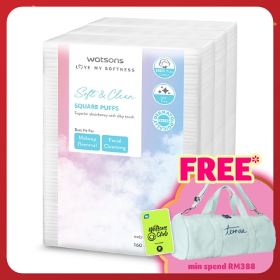 WATSONS Square Cotton Puff 160s+80s x 3