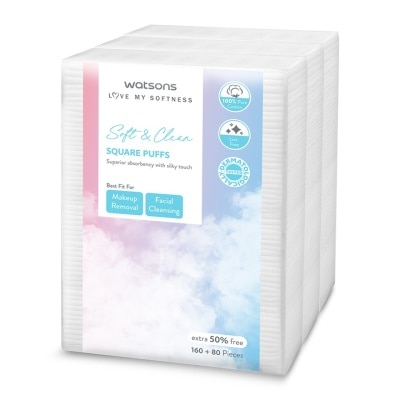 WATSONS Square Cotton Puff 160s+80s x 3