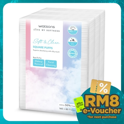 WATSONS Square Cotton Puff 160s+80s x 3