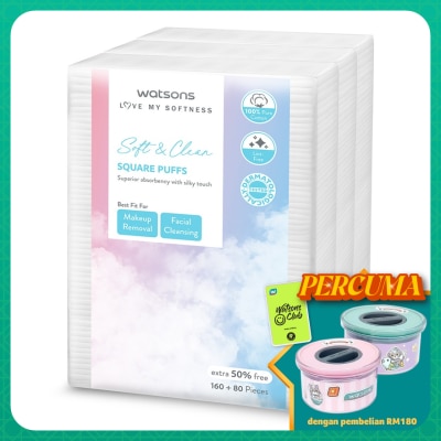 WATSONS Square Cotton Puff 160s+80s x 3