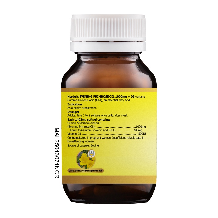 Evening Primrose Oil 1000mg + Vitamin D3 30s image