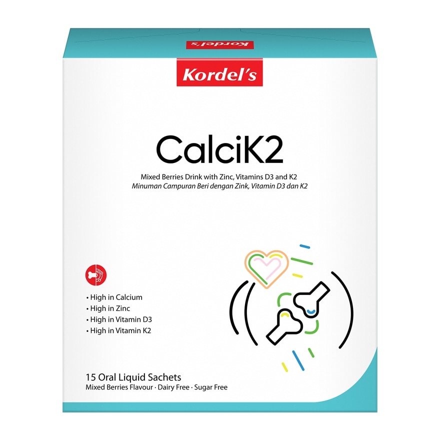 CalciK2 Liquid Calcium Mixed Berries Drink With Zinc, Vitamins D3 & K2 15s