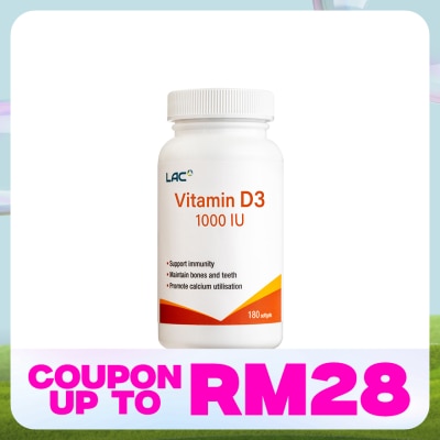 LAC Vitamin D3 1000IU Softgel 180s (New)