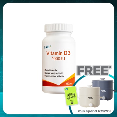 LAC Vitamin D3 1000IU Softgel 180s (New)