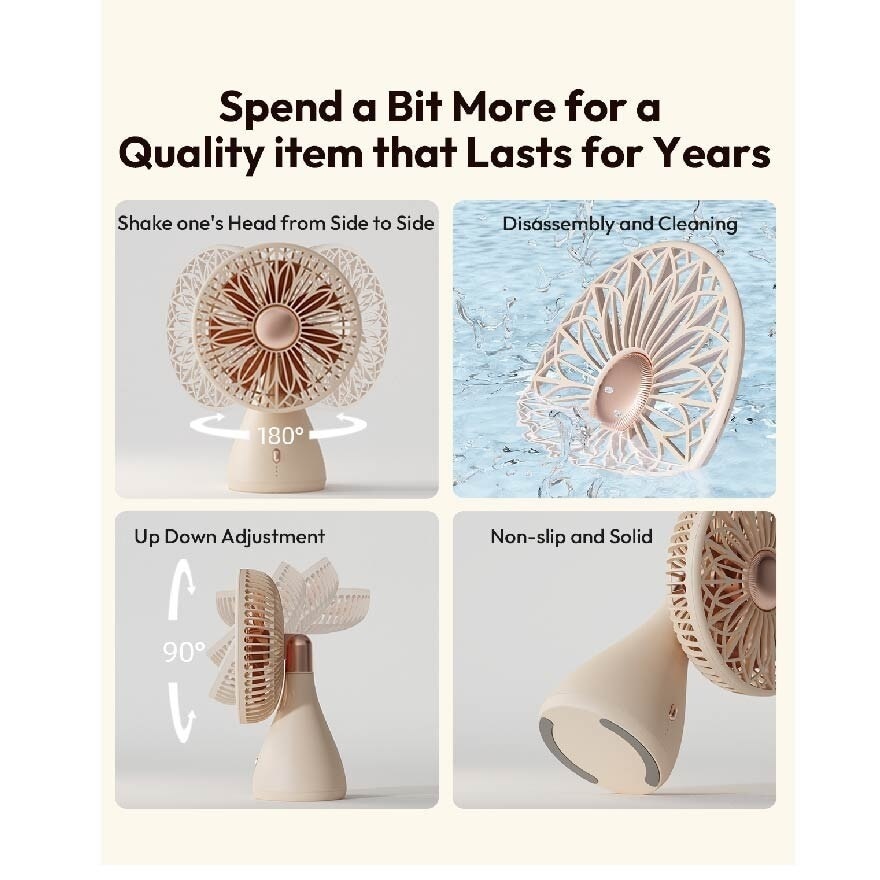 Mini Desktop Oscillating Fan Bridal Bouquet (2000mAh) 1s