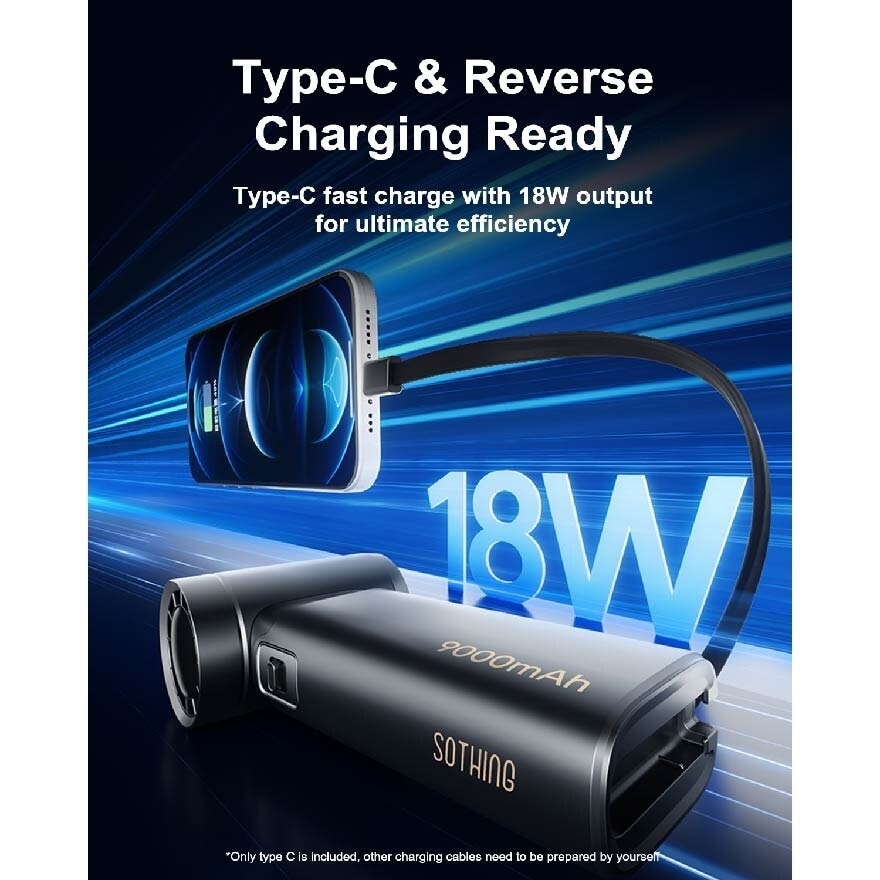 SOTHING Power Bank Handheld Fan Engine (9000mA) DSHJ-S-2424 (BLACK)