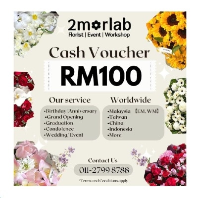 2MORLAB Worldwide Floral Bouquets RM100 Cash Voucher