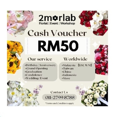 2MORLAB Worldwide Floral Bouquets RM50 Cash Voucher