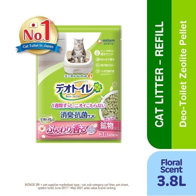 UNICHARM PET Deo Toilet Zeolite Pellet Refill Floral Scented 3.8L